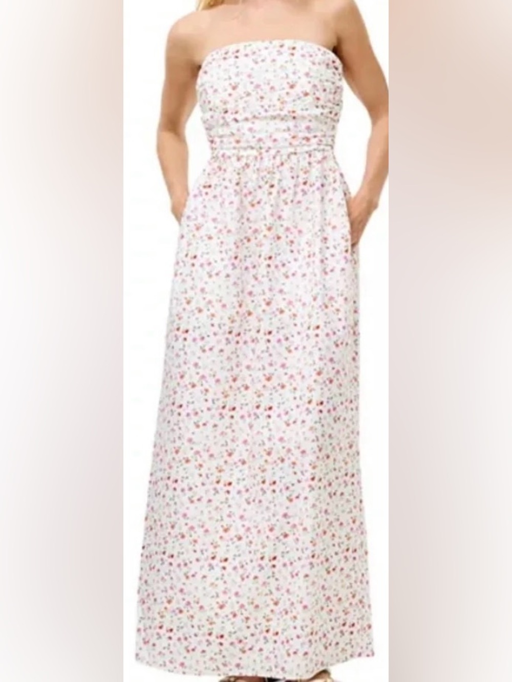 NWT French Connection Strapless Multicolor Floral Maxi Dress 100% Cotton